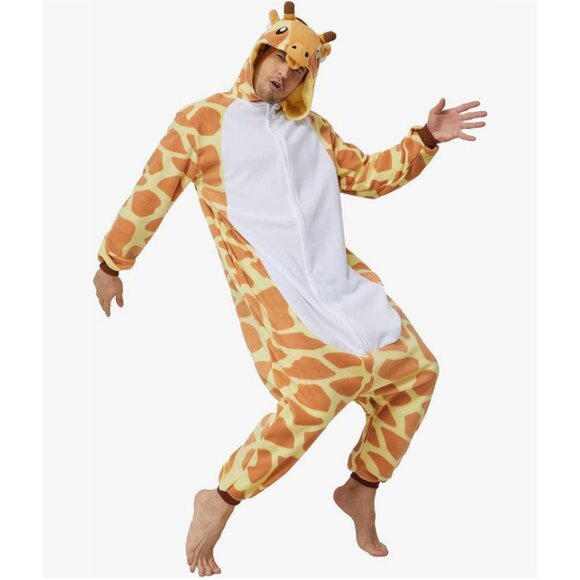 Giraffe Costume Unisex Adults Size Medium One Piece Pajamas Halloween Party - Picture 2 of 12